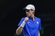 Jannik Sinner in action at Davis Cup semifinals